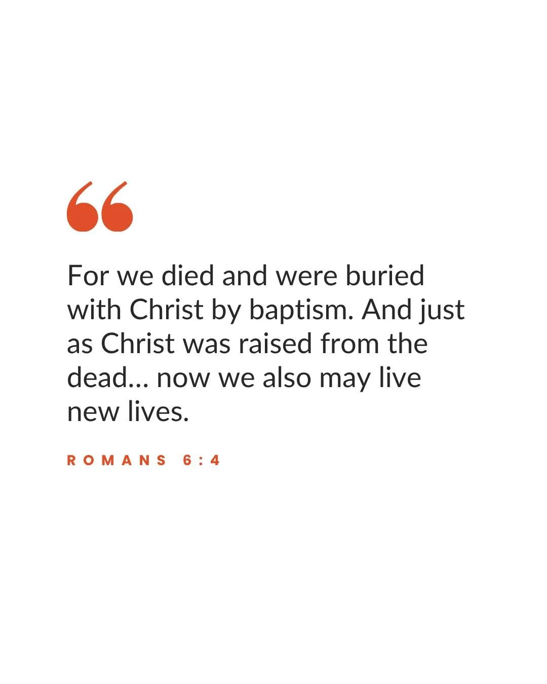 Through baptism, we share in Jesus' death and resurrection. His new life becomes a reflection for ours, changing how we love, the choices we make and the way we treat one another.

Following Jesus means learning to live this new life each day.

What 
