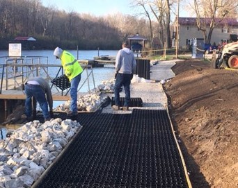 Wheel-chair accessible pavers provide extra soil stabilization. (Photo credit: Monticello Parks Dept.)