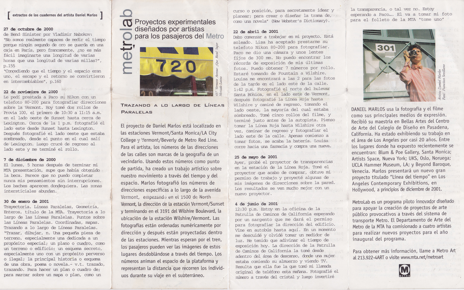 Brochure for "Plotting Along Parallel Lines" presented by the MTA, 2001.