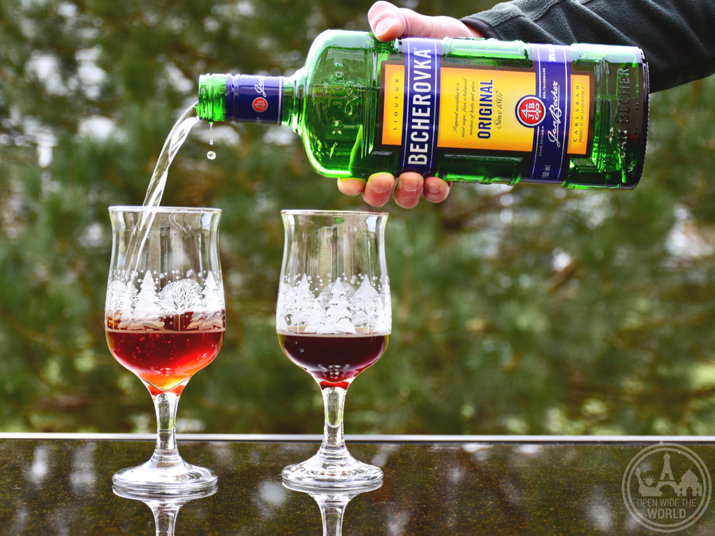 Czech Becherovka. If you find yourself at home this holiday season, bring the world travel spirit to you —with five more festive Christmas cocktail recipes from around the world. Grab a shaker and join the Christmas cocktails holiday party! #cocktails #openwidetheworld