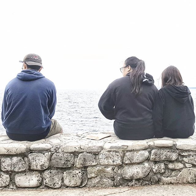 &quot;Contemplating life on Death's Door&quot;
.
We found out this summer how fun it can be to travel with teens when the 3 of us were joined on our Wisconsin camping trip by Mag's California cousins.
.
Here, Mag and 2 of the cousins grab some down t