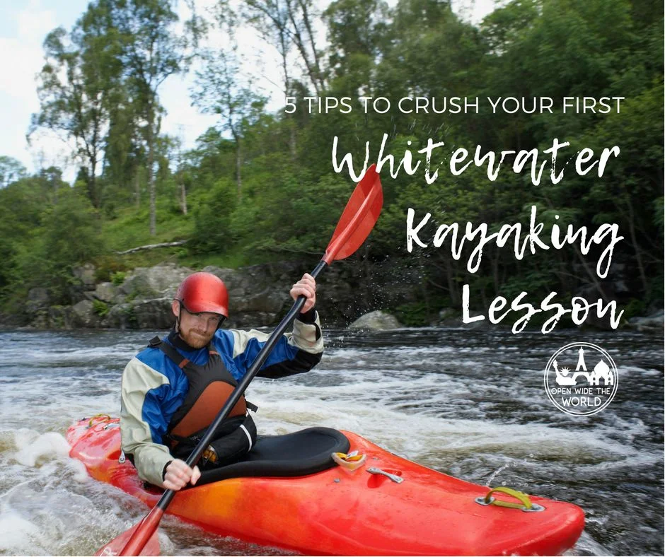 Whitewater kayaking is an extremely challenging sport for beginners. But it can be even more rewarding, if you’re mentally and physically prepared. Check out our tips to make the most of beginner’s lessons in whitewater kayaking! #kayaking #forbeginners #kayakingtips #openwidetheworld