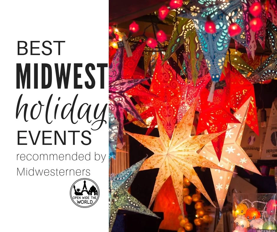 The best holiday events in the Midwest! Will you be spending the holiday season in the Midwest? Or visiting the Midwest this Christmas season? Then check out these festive ways to celebrate Christmas and the holidays in our 12-state region—all recommended by Midwesterners! #christmasevents #openwidetheworld