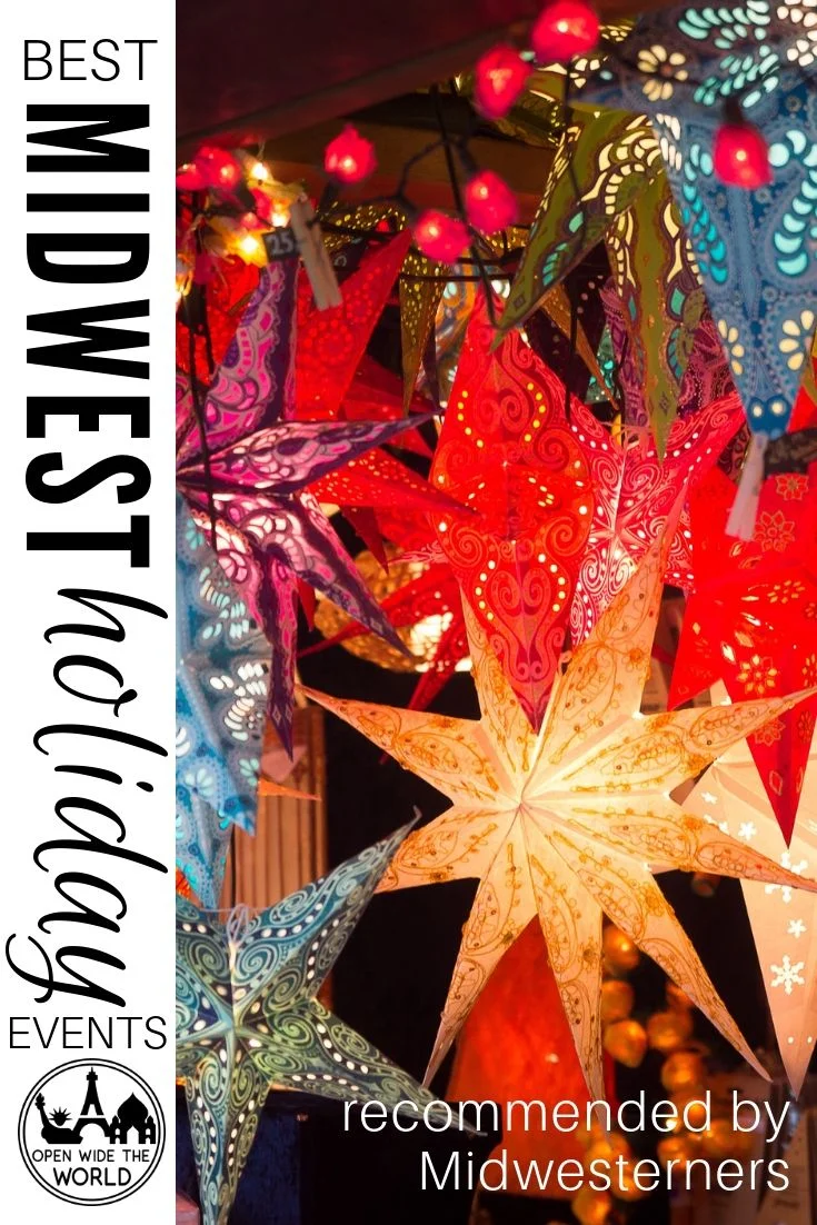 The best holiday events in the Midwest! Will you be spending the holiday season in the Midwest? Or visiting the Midwest this Christmas season? Then check out these festive ways to celebrate Christmas and the holidays in our 12-state region—all recommended by Midwesterners! #christmasevents #openwidetheworld