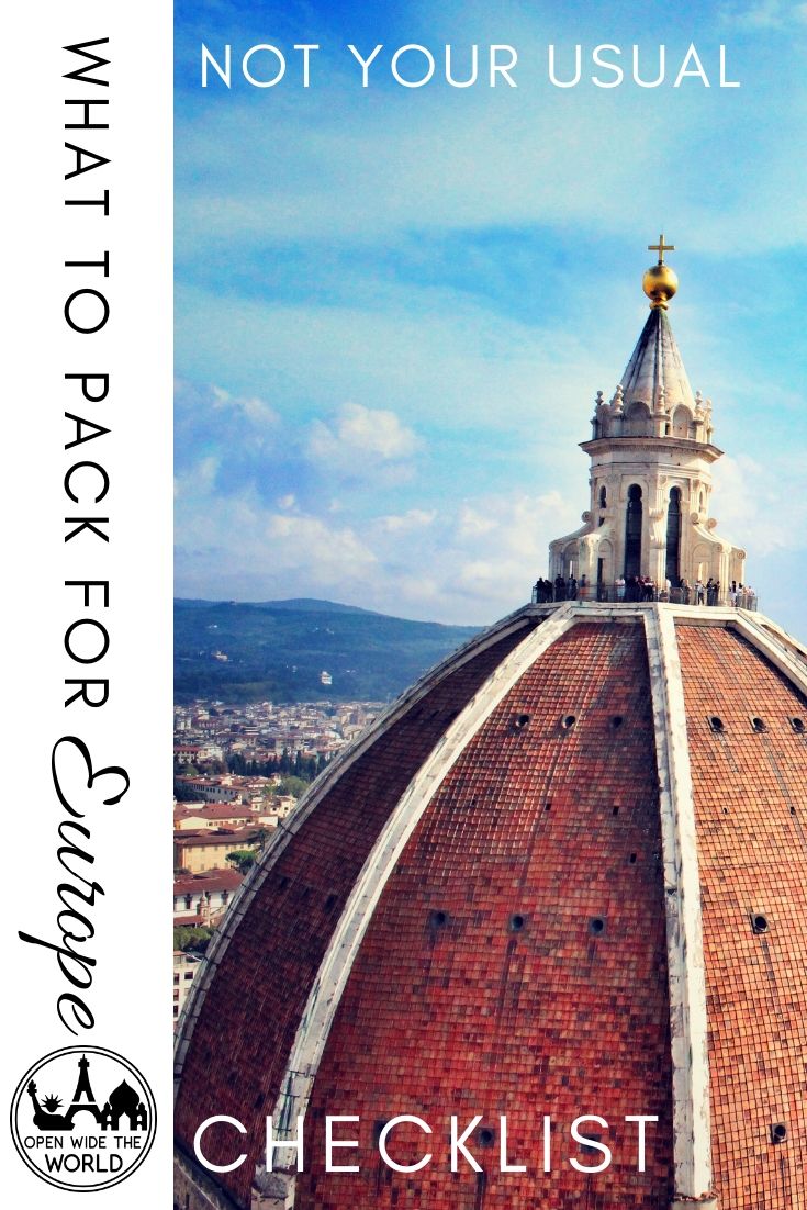 What to pack for Europe checklist! Vacation packing lists are a dime a dozen on the internet. The problem is: they tend to restate the obvious, the things we already planned to pack. Here are 9 unusual things we're glad we packed for Europe! #packingforeurope #openwidetheworld