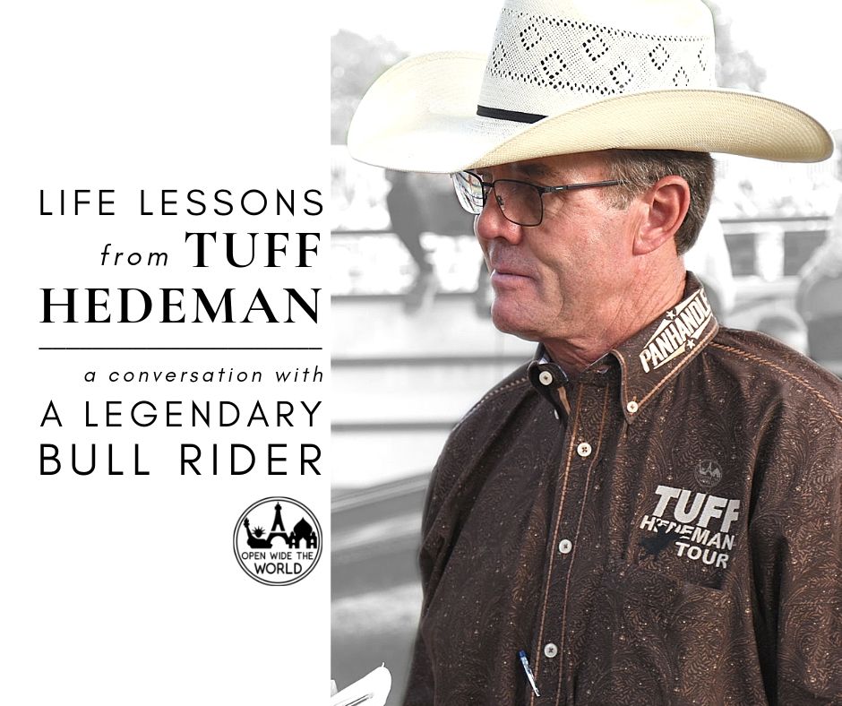 Four-time World Champion bull rider and Pro Rodeo Hall of Famer Tuff Hedeman made a nearby stop on his bull riding tour. He shared some advice with us that's as good out of the bull riding arena as it is in! #tuffhedeman #openwidetheworld