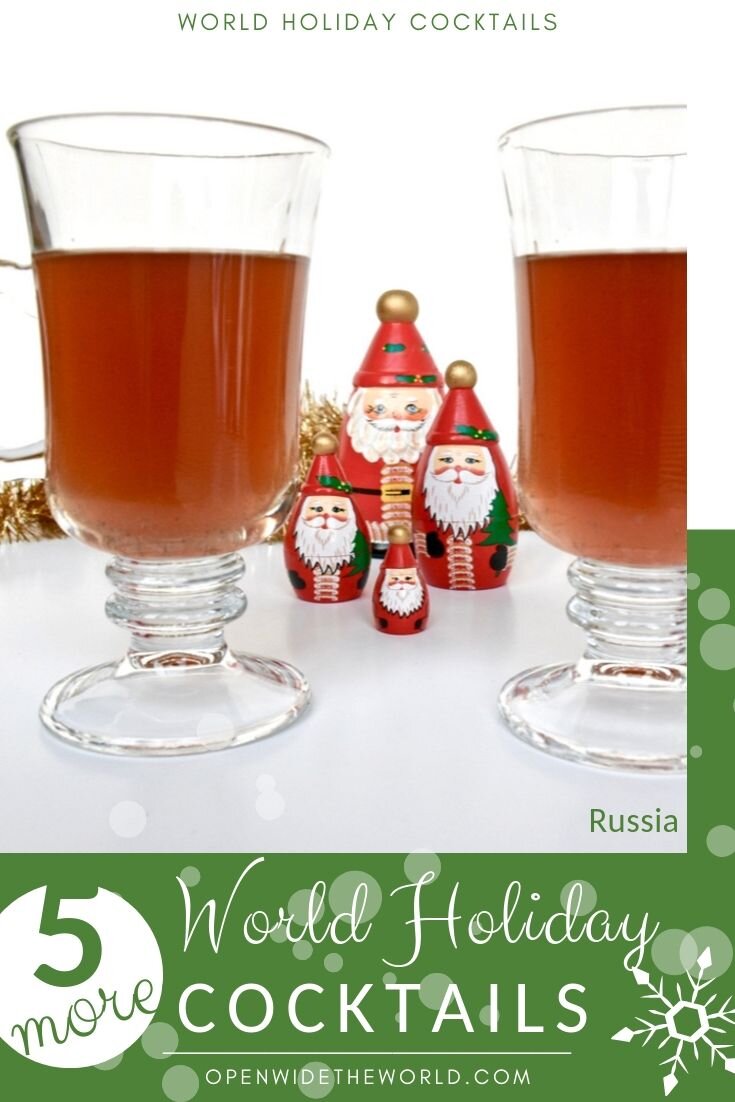 If you find yourself at home this holiday season, bring the world travel spirit to you —with five more festive Christmas cocktail recipes from around the world. Grab a shaker and join the Christmas cocktails holiday party! #cocktails #openwidetheworld
