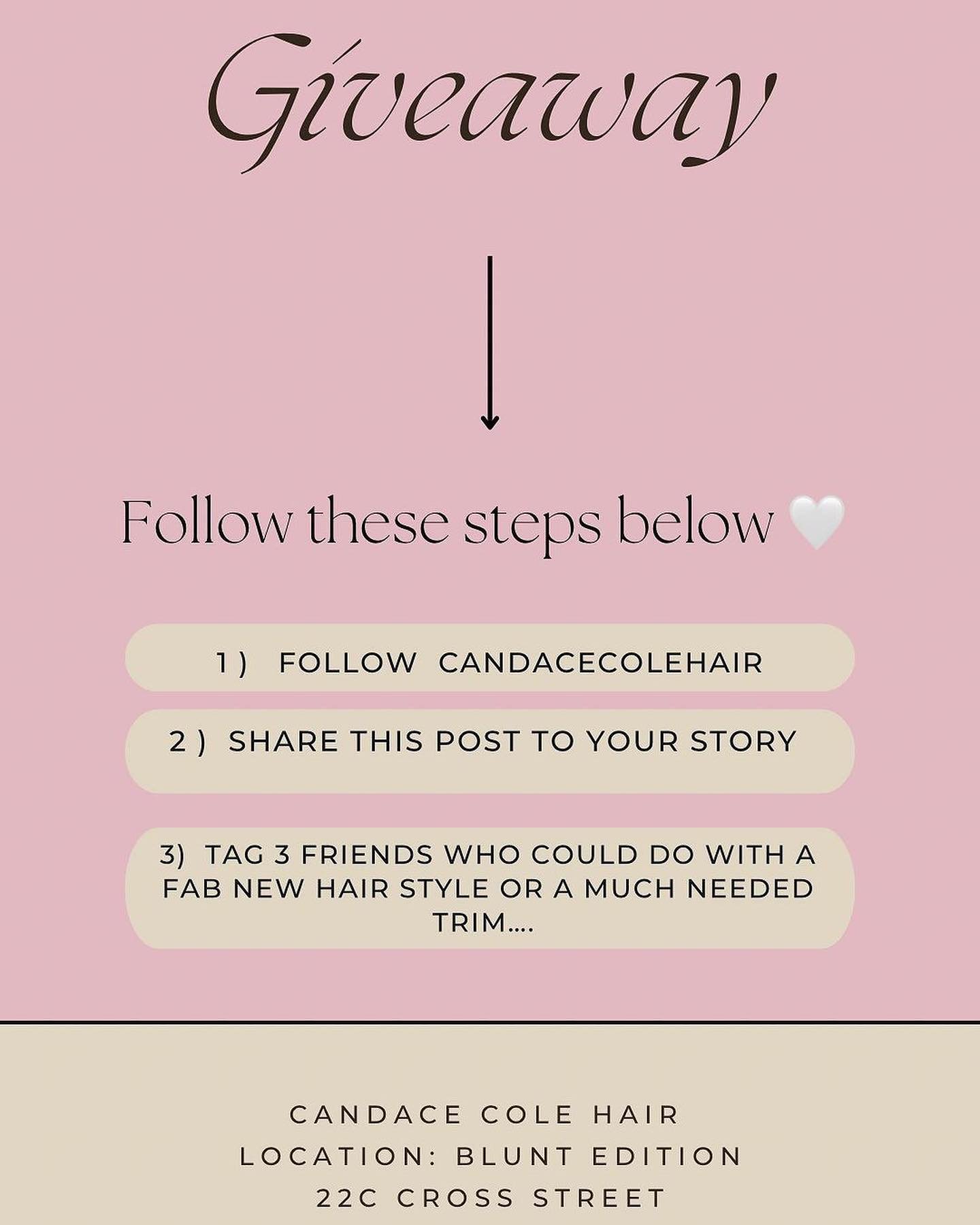 Head over to @candacecolehair &amp; Follow&gt;Tag&gt;Share 🎀 and be in the draw to win complimentary haircut.  Ends 22/4 &hellip;.