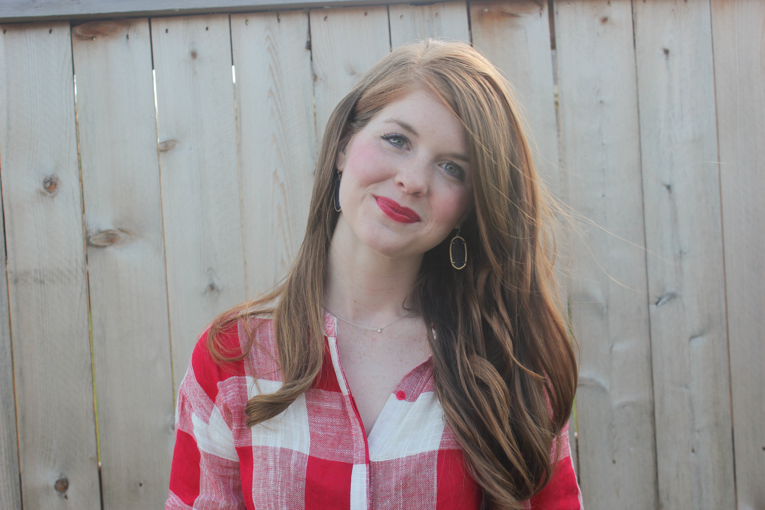 red gingham and denim shorts | Southern Elle Style | Dallas Fashion Blogger