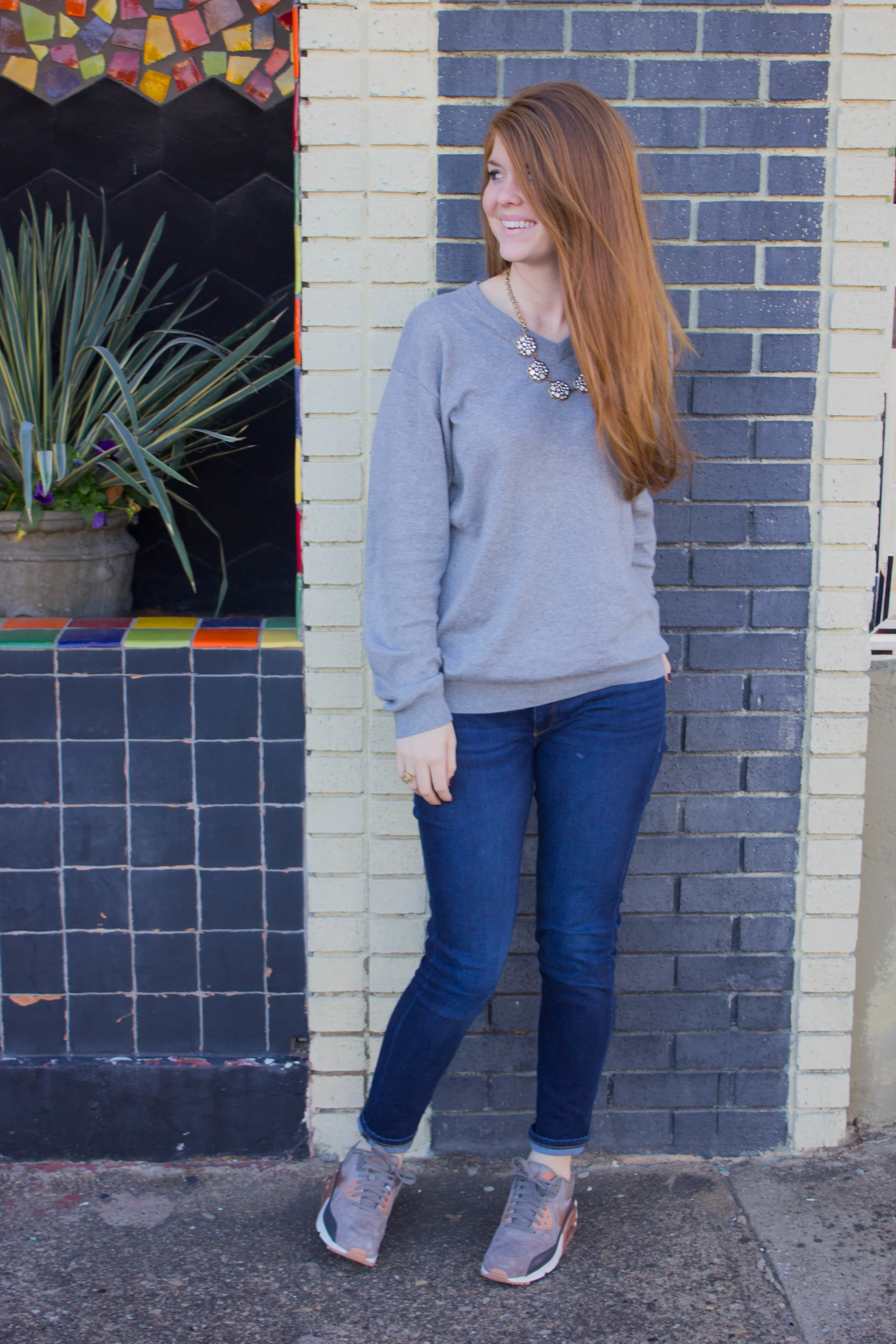 nike air max thea, dl 1961 emma jean legging, grey cashmere sweater