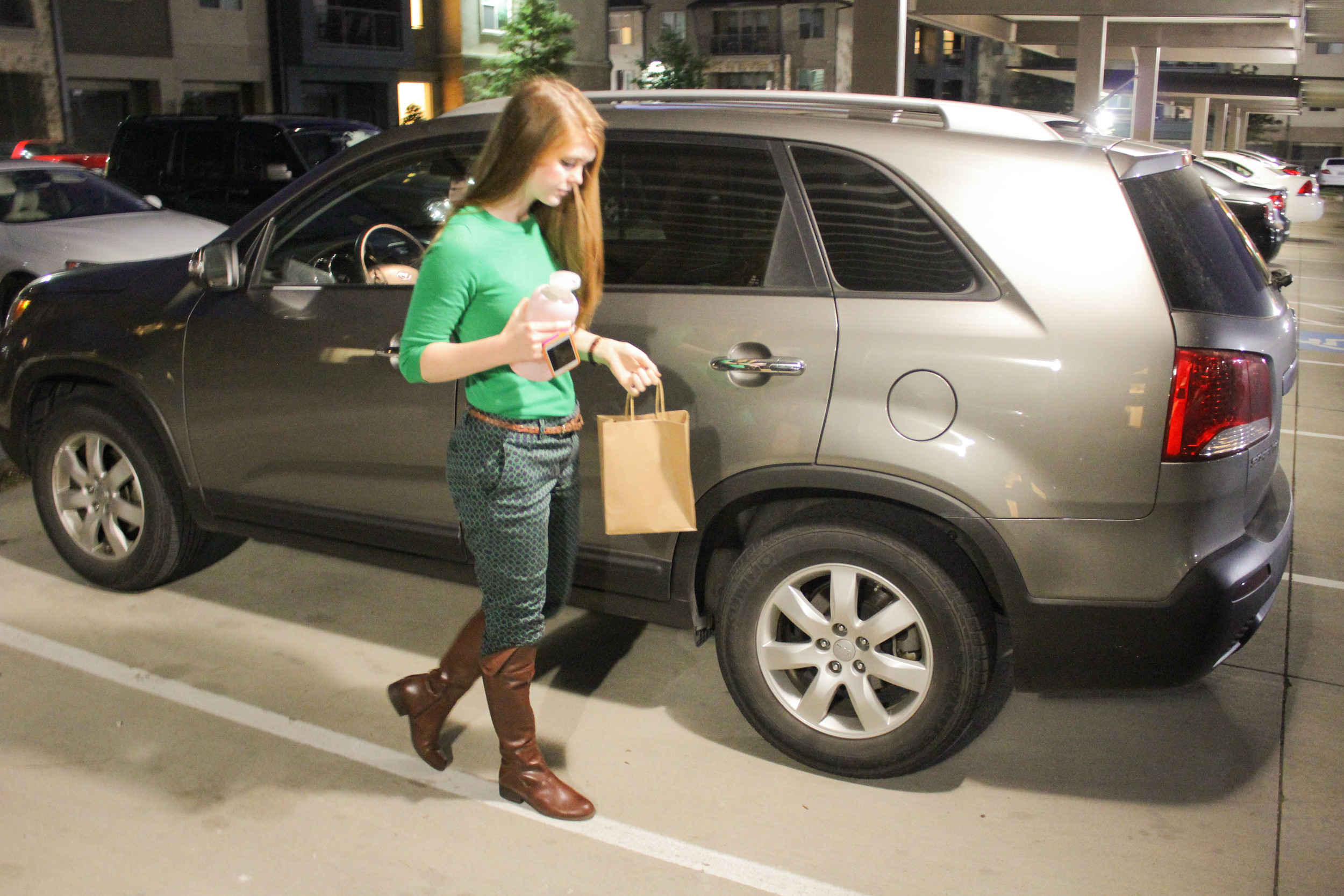 j crew pants, j crew sweater, vince camuto boots, loopy case