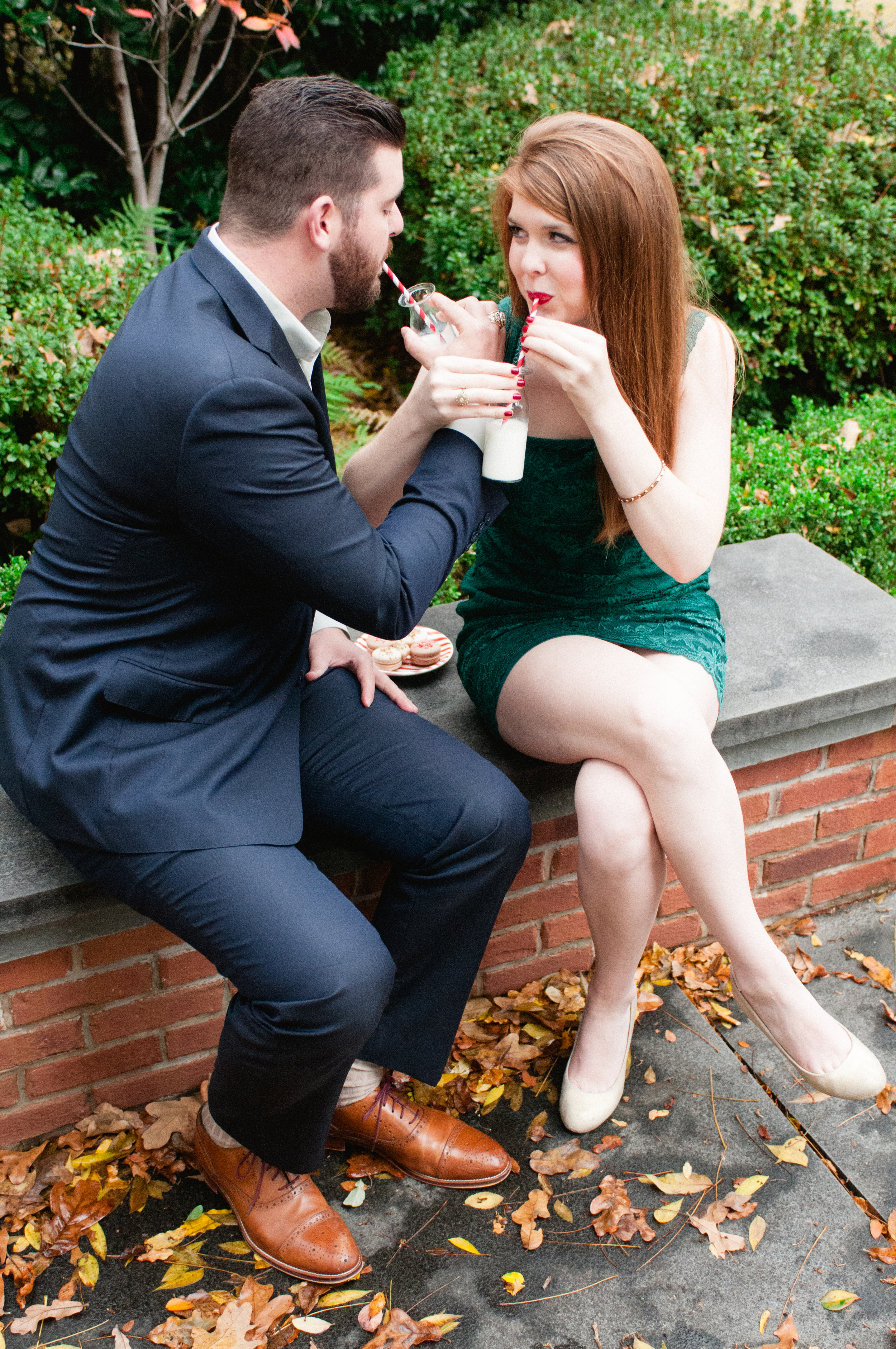 macarons and milk, christmas pictures, christmas engagements, gentle fawn dress