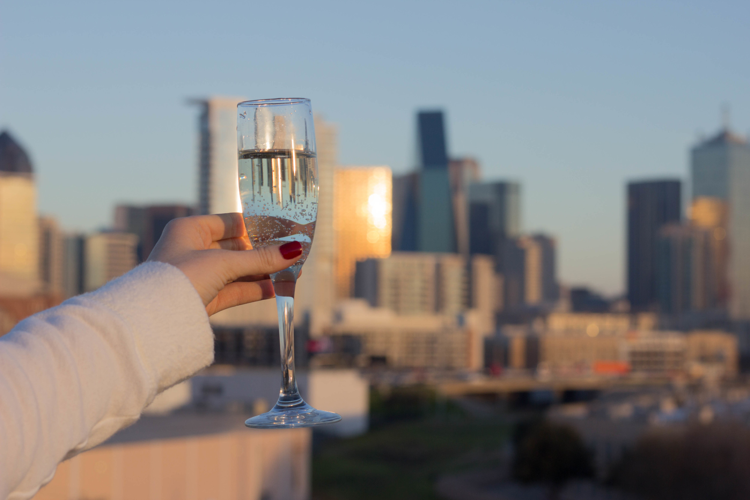 dallas skyline, champagne, essie limited addiction