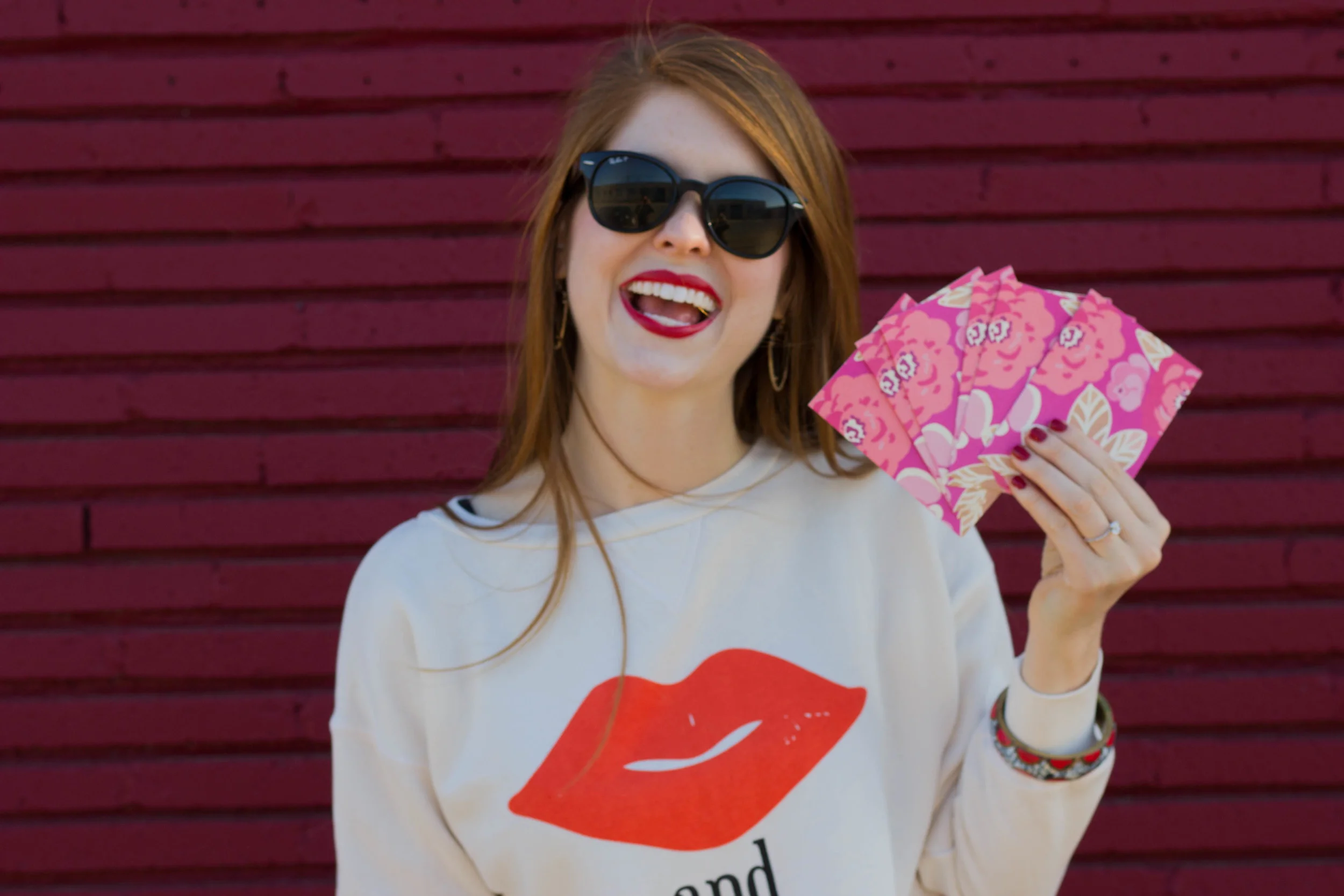 wildfox kiss and tell crew, chinese laundry over the knee boots, kendra scott earrings, rayban sunglasses