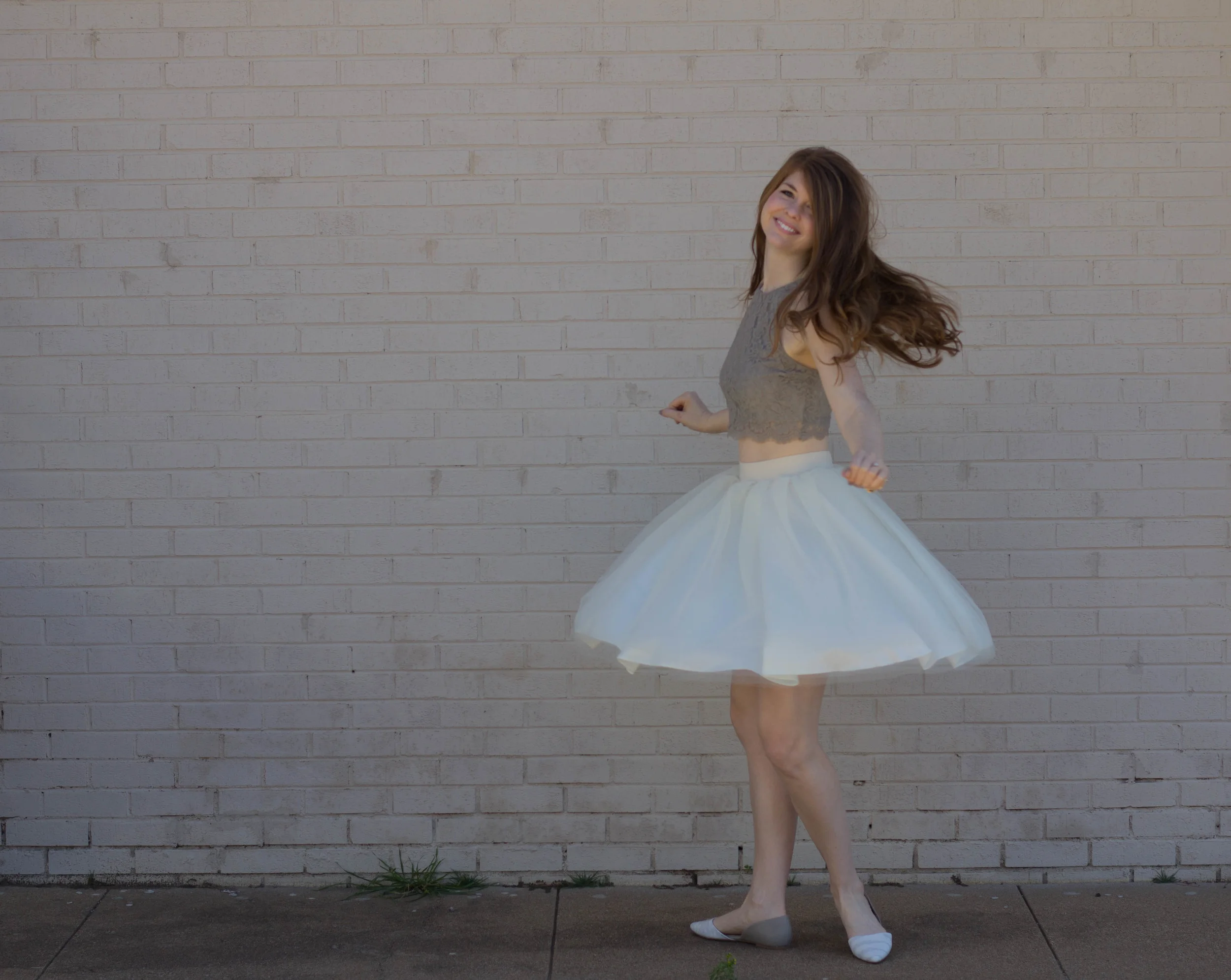 bliss tulle cream skirt, show me your mumu elizabeth crop, BC Footwear Society Flat, Kiel James Patrick Pearl Bracelet