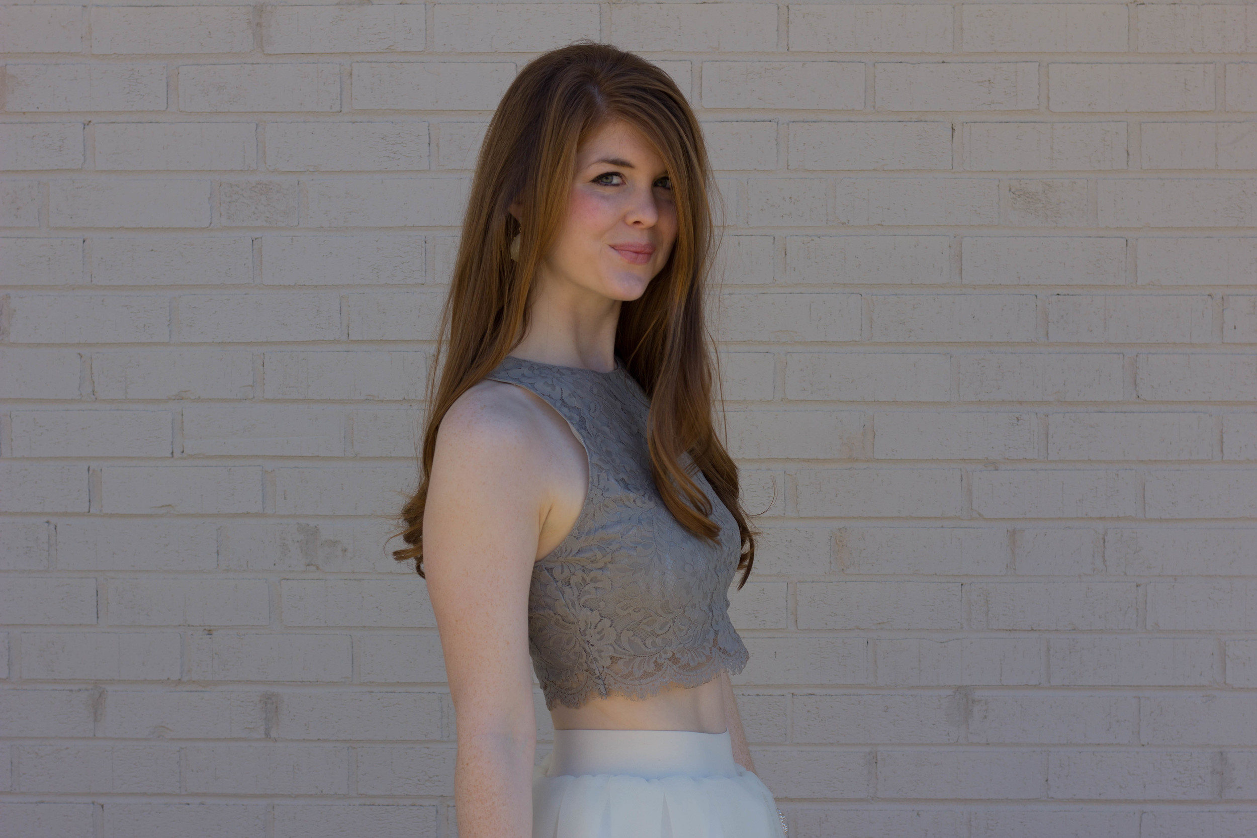 bliss tulle cream skirt, show me your mumu elizabeth crop, BC Footwear Society Flat, Kiel James Patrick Pearl Bracelet