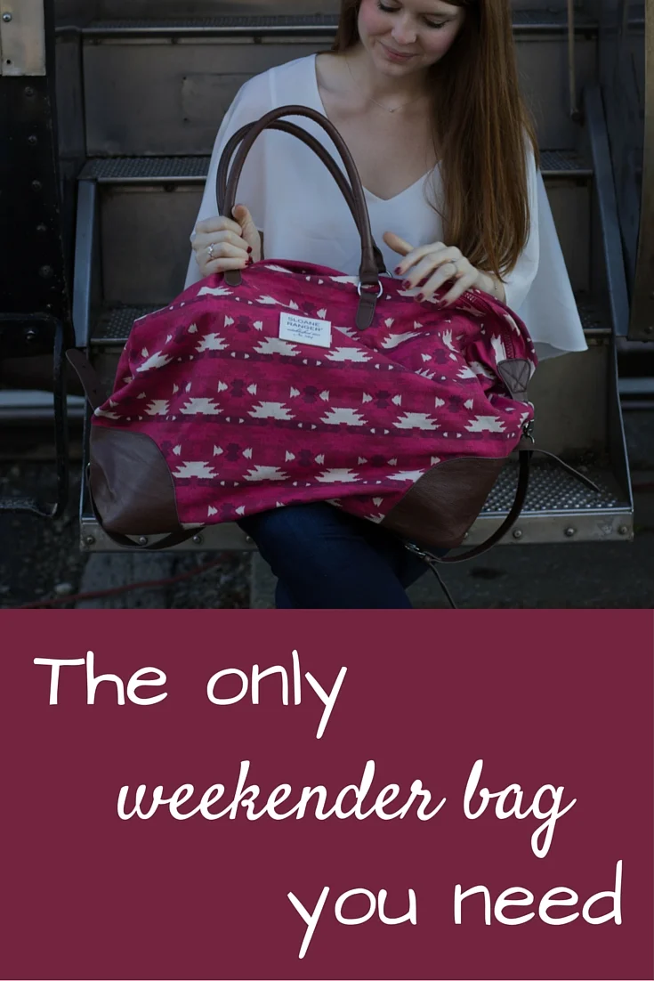 sloane ranger, the only weekender bag you need, tote, aztec, road trip, weekend gettaway