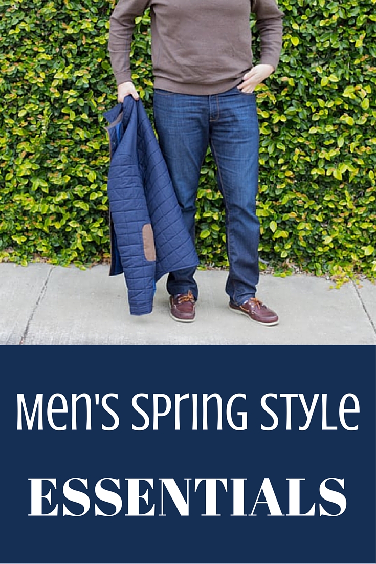 mens spring style essentials, dl 1961 jeans, leather sperries, nordstrom quarter zip, quilted jacket