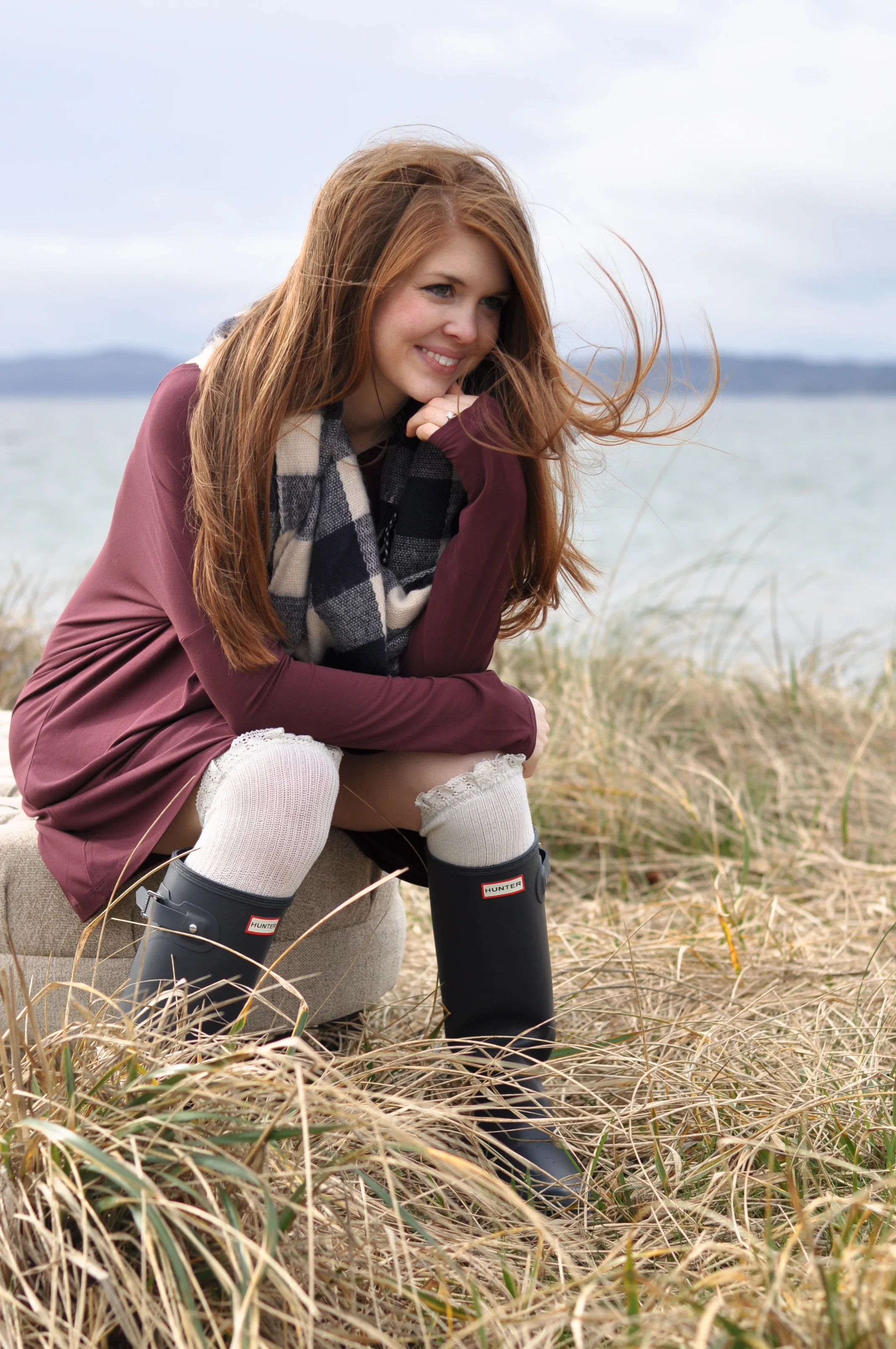 women in hunter boots