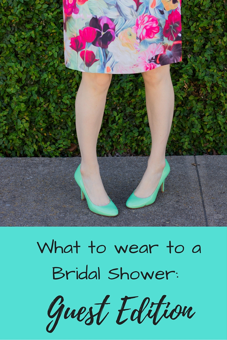 what to wear to a bridal shower, guest edition, ted baker floral skirt, j crew mint pumps, trunk club for women
