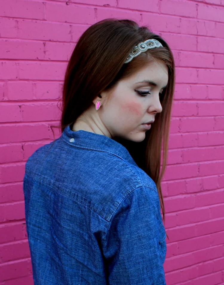 Pine boutique, college station, sequin mini skirt, peplum top, pink wall