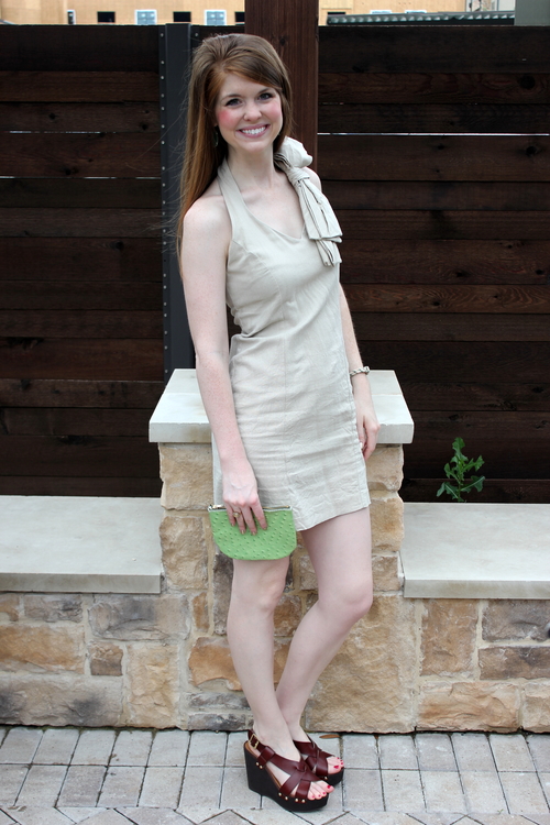 hatton henry designs, cactus clutch, houston, made in the usa, judith march khaki bow dress, poolside, mini pineapple