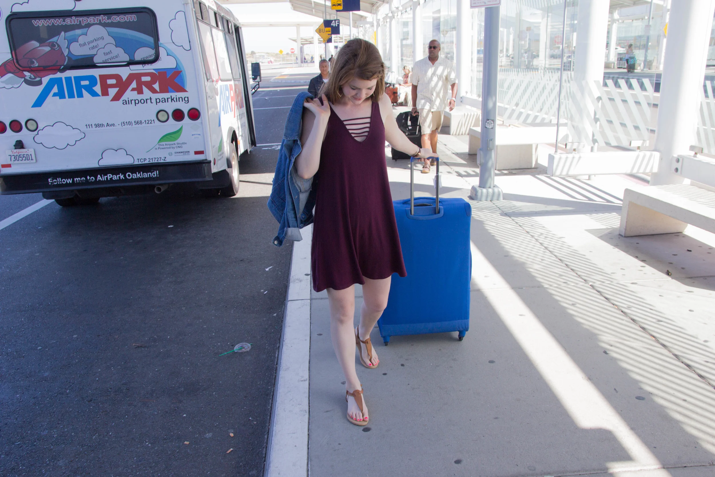 Delsey Chatillon Luggage, What is the best luggage to use for travel, nordstrom strappy tank dress, levi's denim jacket, kendra scott elton cuff, sophee earrings, daniel wellington watch, san francisco, california, packing hacks