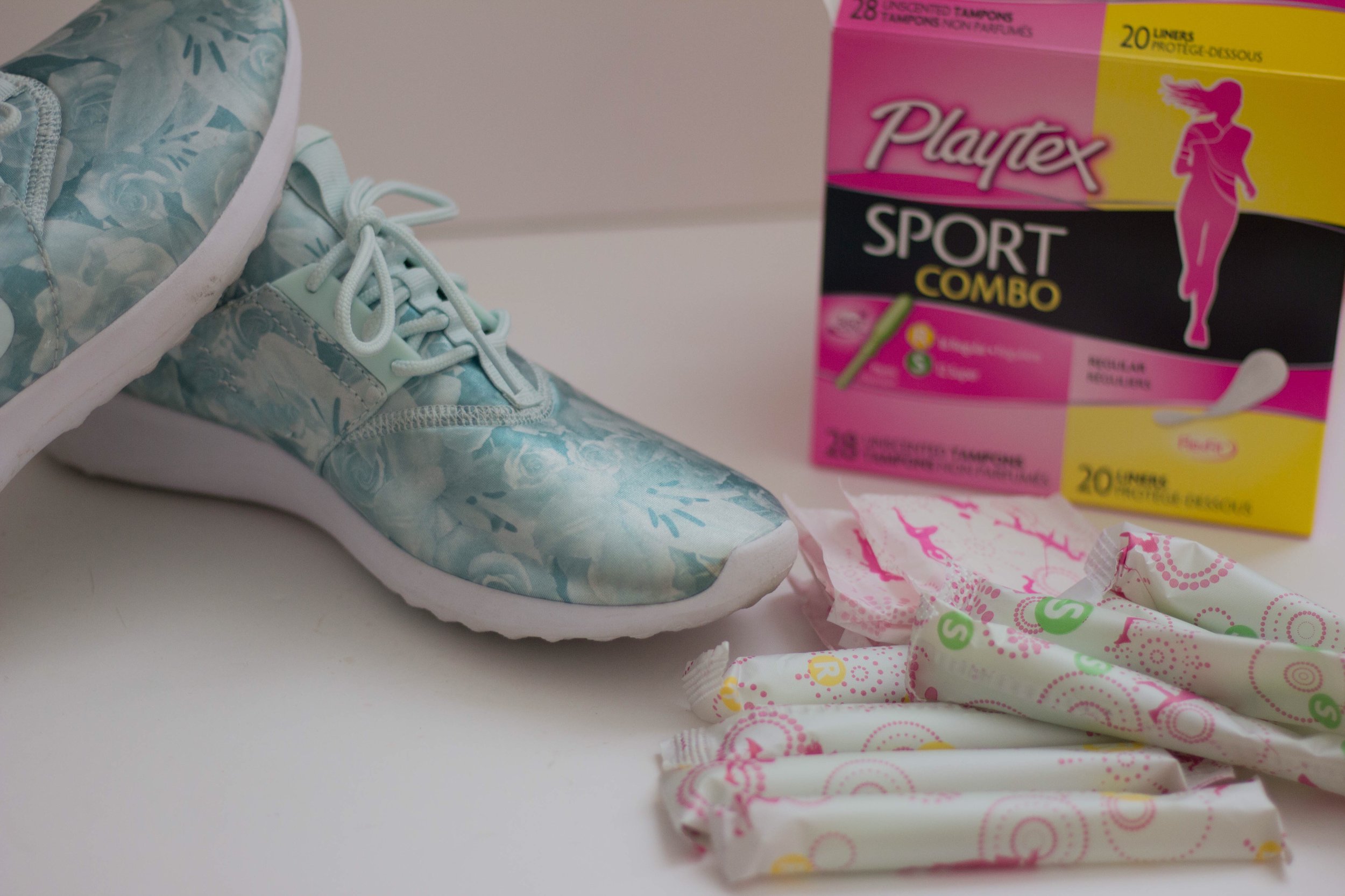 playtex sport compo pack, tampon, how to not let periods cramp your style, nike juvenate fiberglass tennis shoes