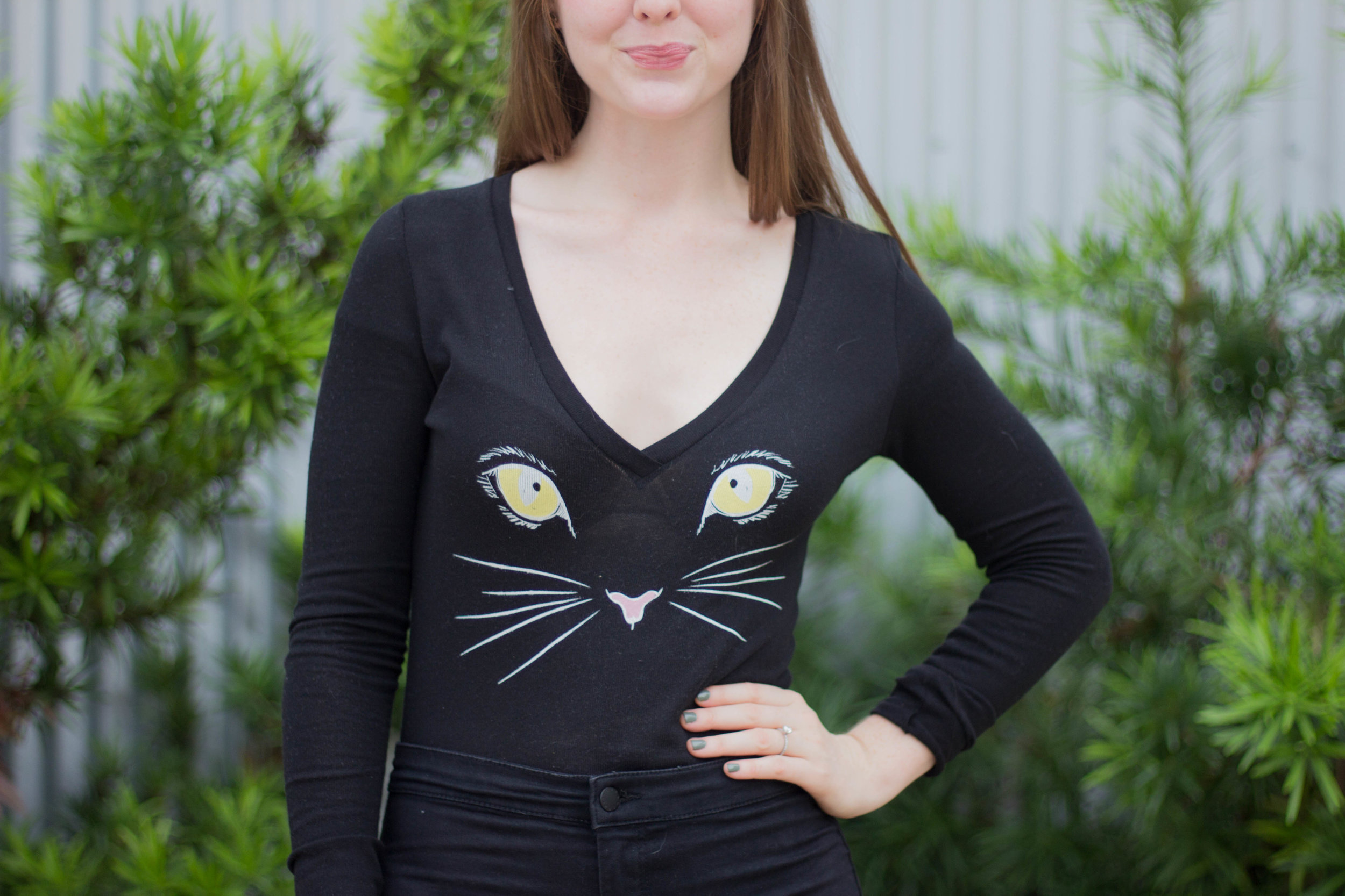 wildfox meow bodysuit, wildfox couture, meow baggy beach jumper pullover, easy halloween costumes, diy halloween costumes, cat, kitten, halloween costume ideas, cat costume