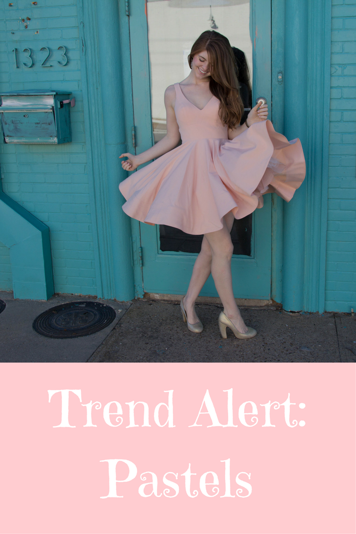 pastels, trend alert, round-up, pink, gold, blue, mint, lavender, astr floral wrap dress, a-line blush dress