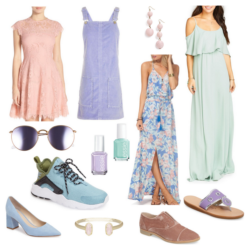 pastels, trend alert, round-up, pink, gold, blue, mint, lavender, astr floral wrap dress, a-line blush dress