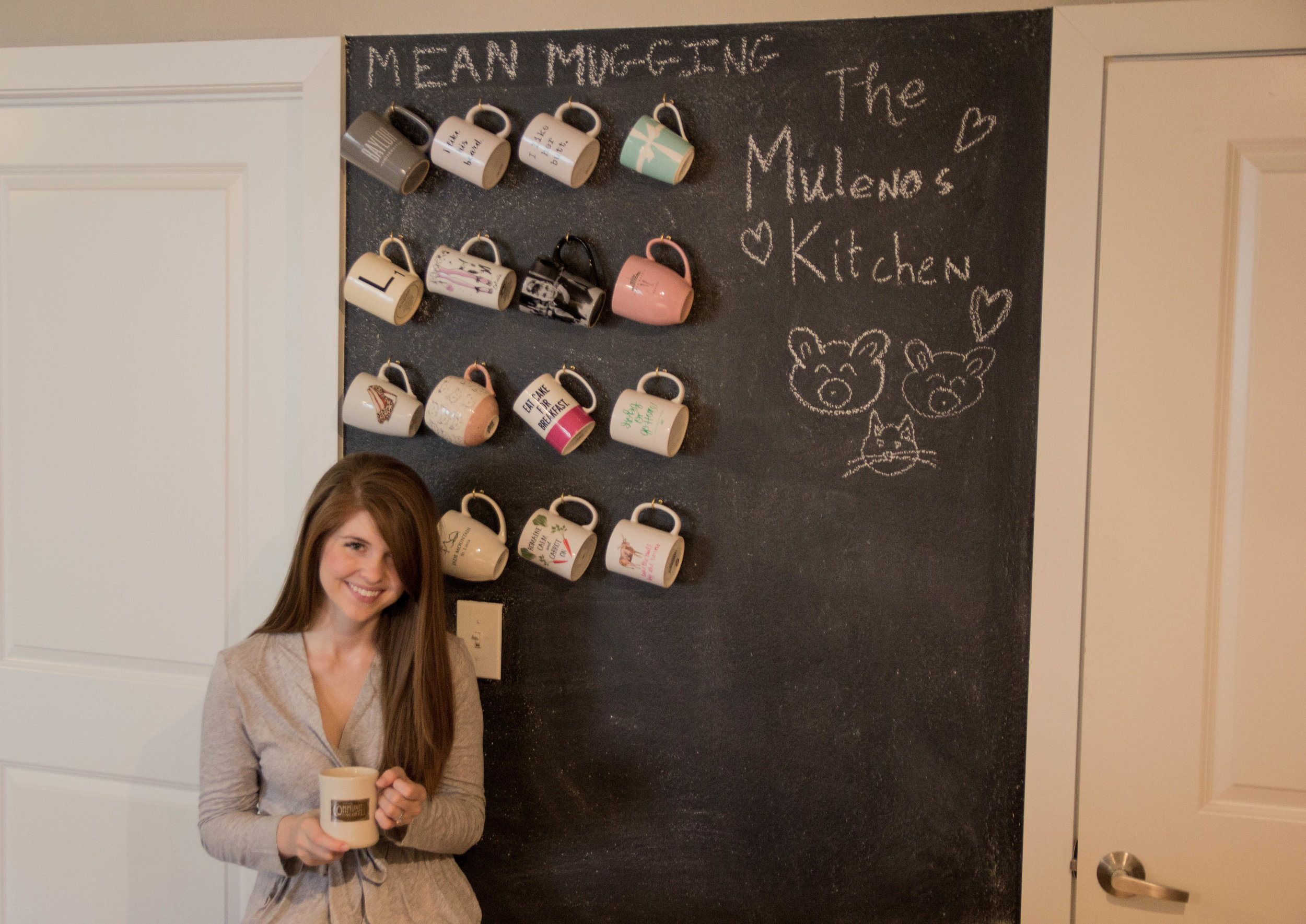 chalk board wall, mug wall, community coffee, aerie robe, confessions of a mugaholic