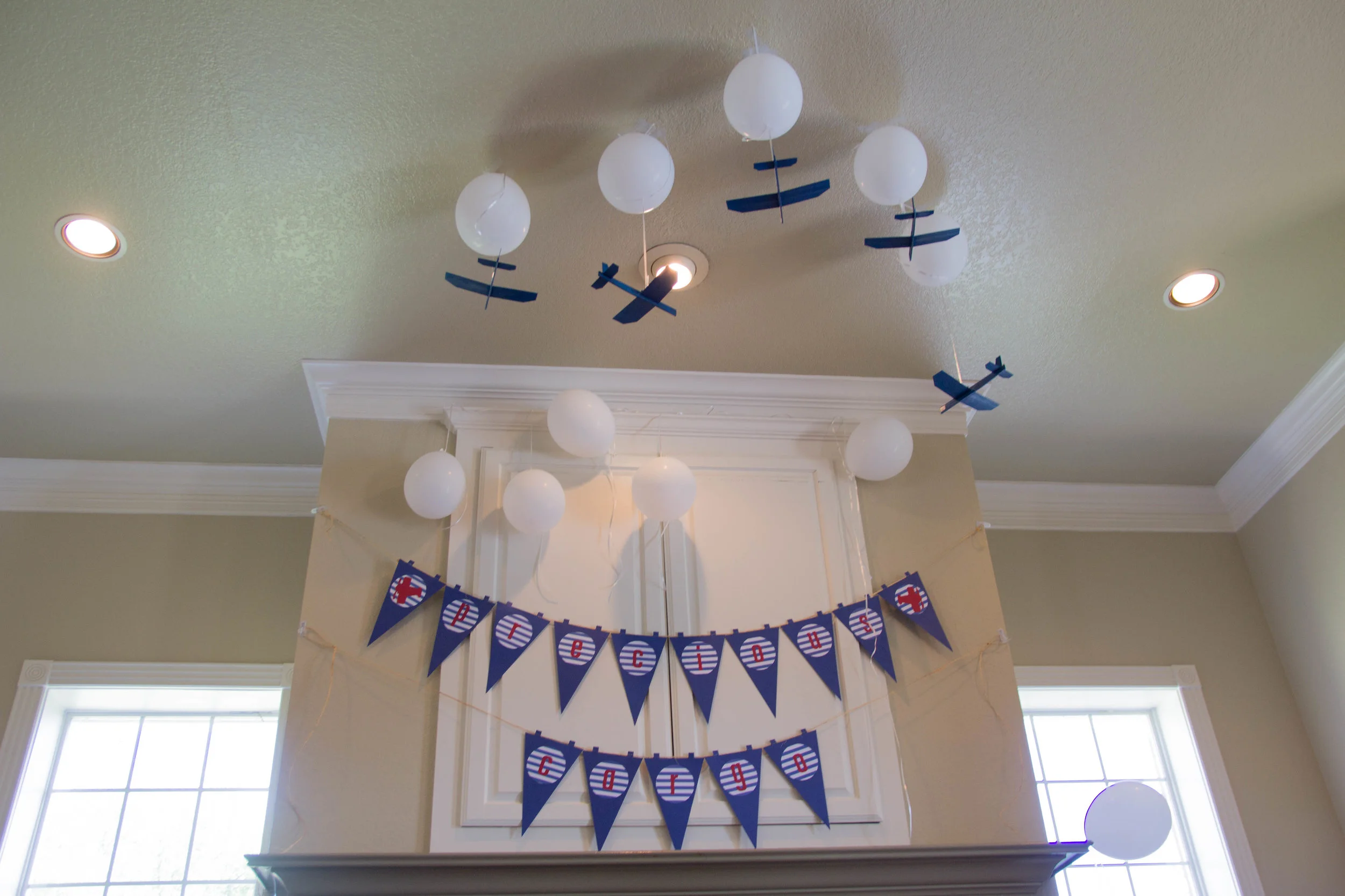 Vintage Airplane Baby Shower Decorations - Balloon Garland Kit With Backdrop For Boys Theme Party