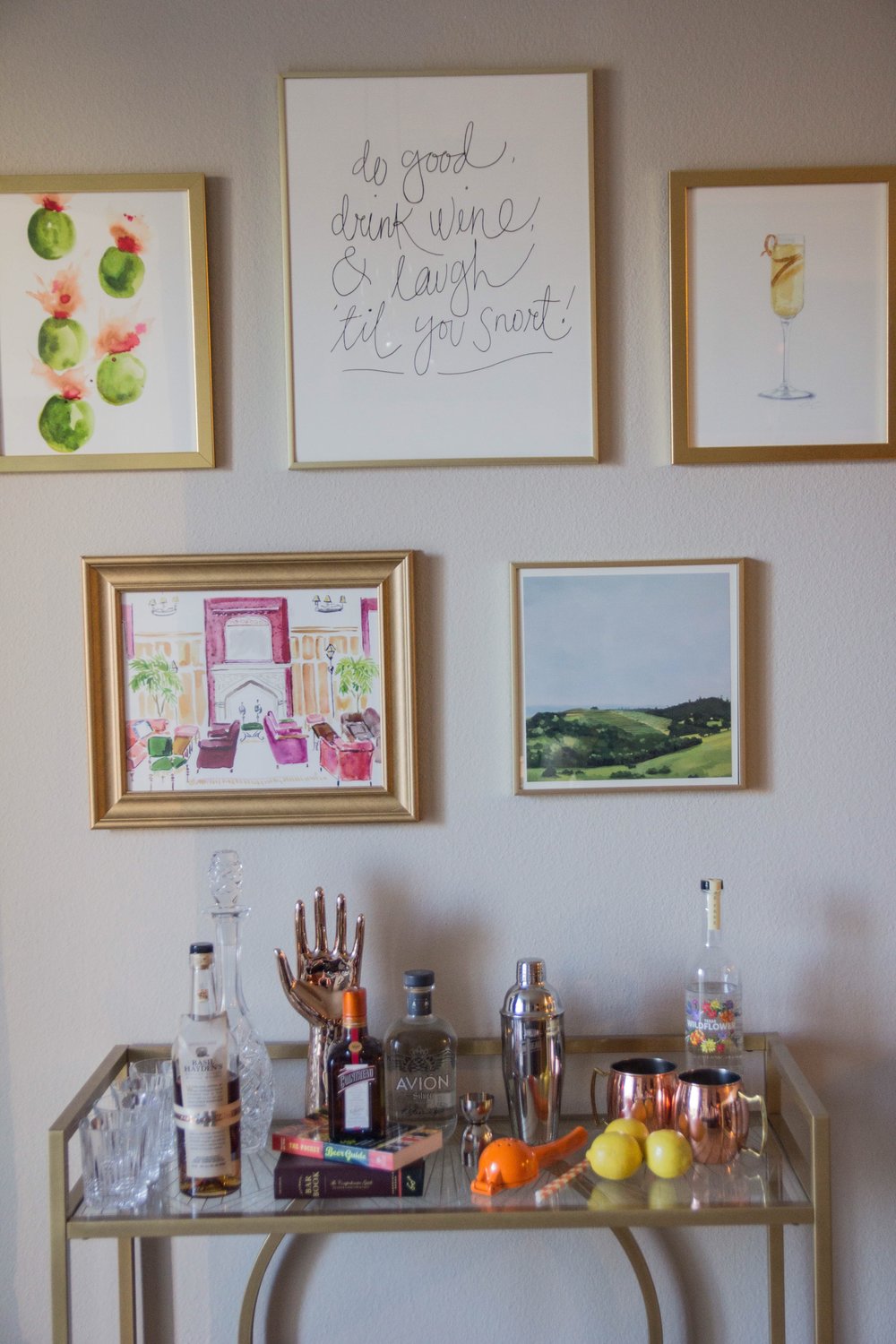 How to Decorate a Bar Cart Gallery Wall   LMents of Style ...