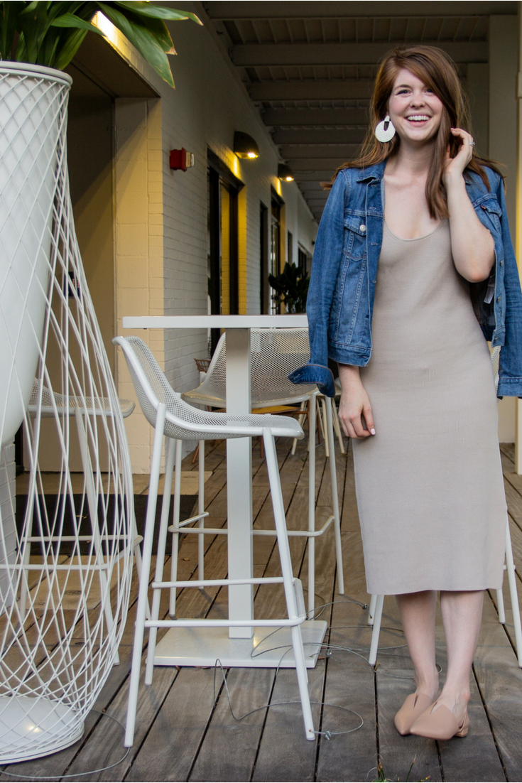 the art of versatility, neutral knit midi dress, nordstrom anniversary sale basics, lments of style, ellespann, kendra scott diane earrings