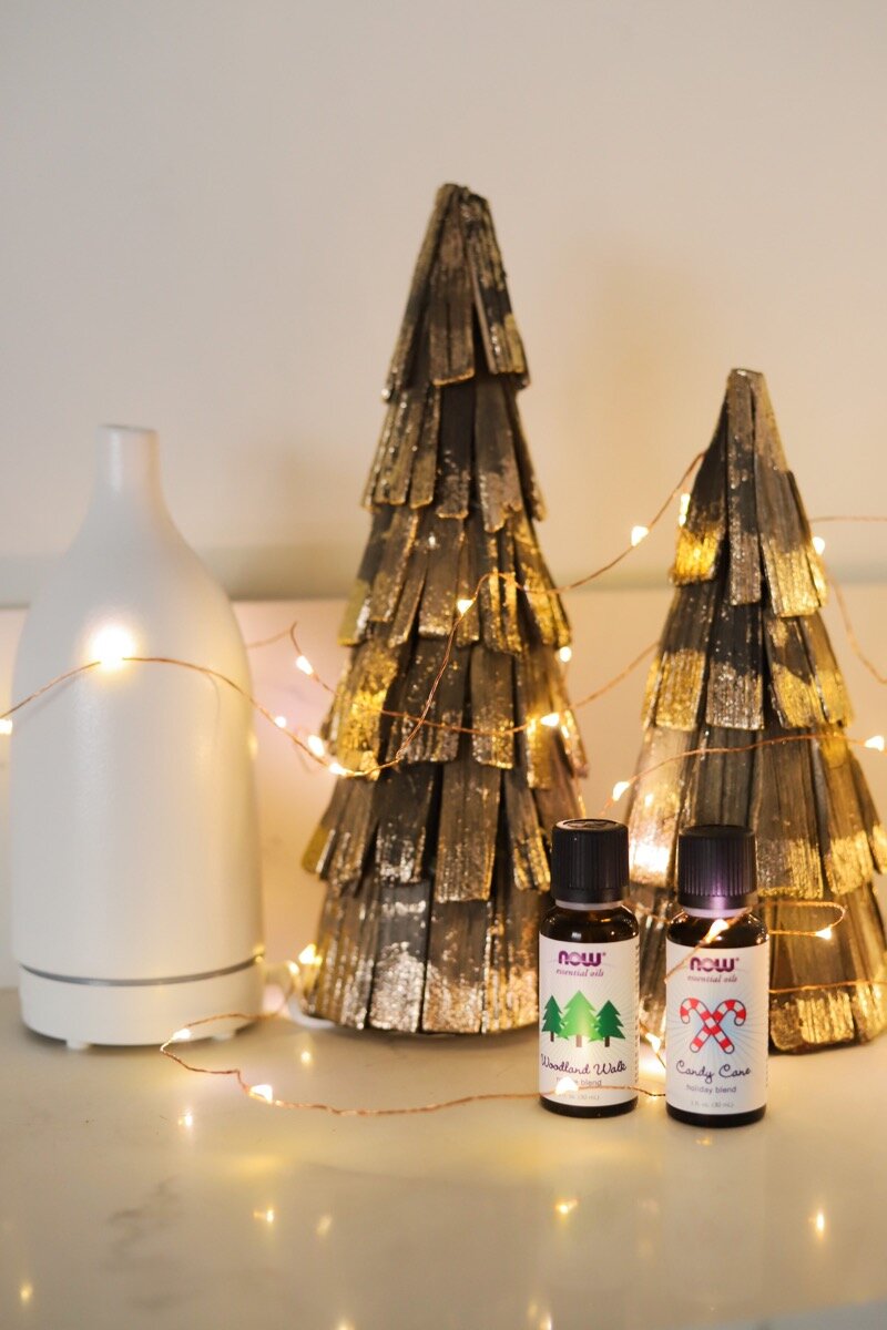 alternative to holiday candles ft NOW®, now foods, candy cane, woodland walk, easy christmas holiday decor, lments of style, la blogger, holiday home style, essential oil seasonal blend ideas, blends