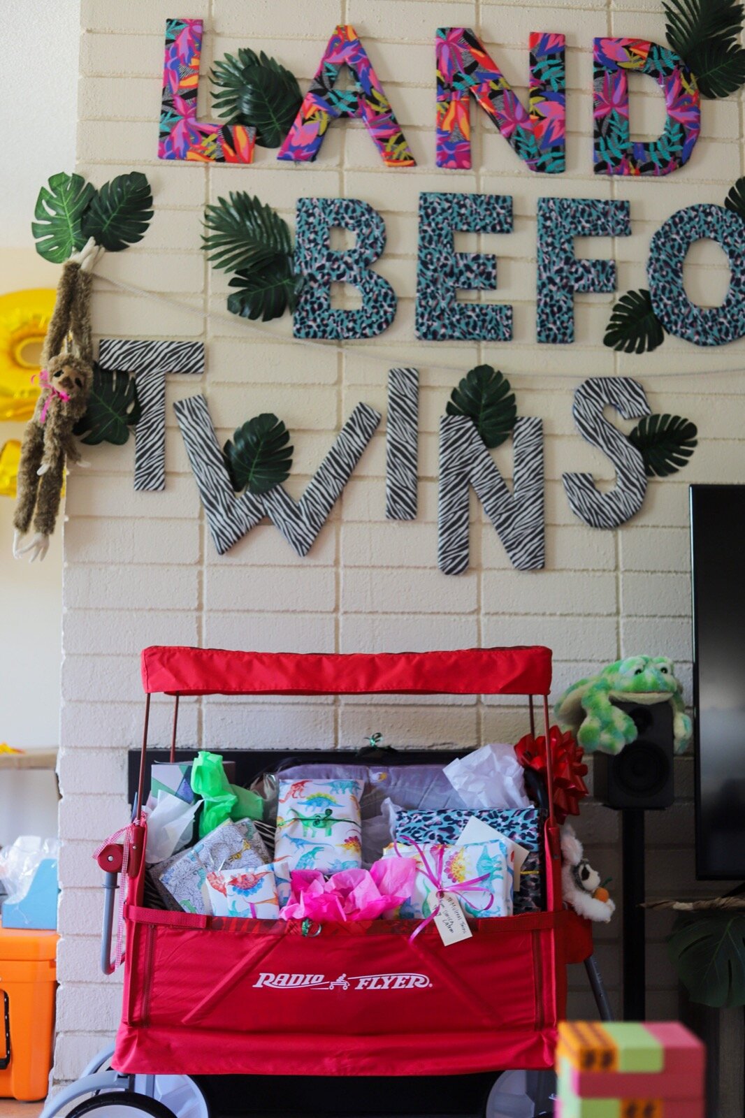 "Land Before Twins" Jungle Baby Shower Theme, twin baby shower theme, baby shower inspo, safari, wildlife, baby shower ideas, personal details, lments of style, la blogger, nothing fits but kiko dress in ichika print