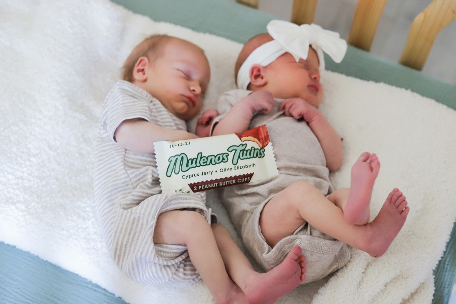 introducing the mulenos twins, lments of style, di-di twins, twin pregnancy, boy-girl twins, baby name inspiration, baby name ideas, unique baby names, cyprus, olive, custom candy bar wrapper, baby birth announcment personalized candy wrapper