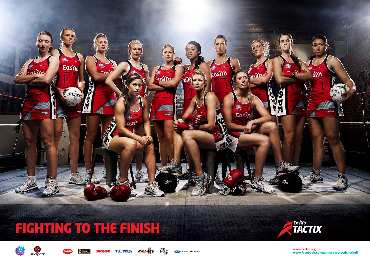 Tactix netball team in a boxing ring