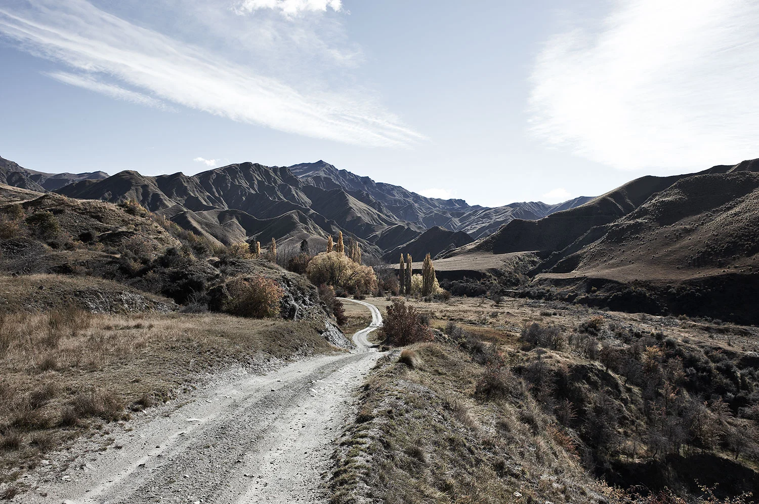 Gravel road in the South Island of New Zealand