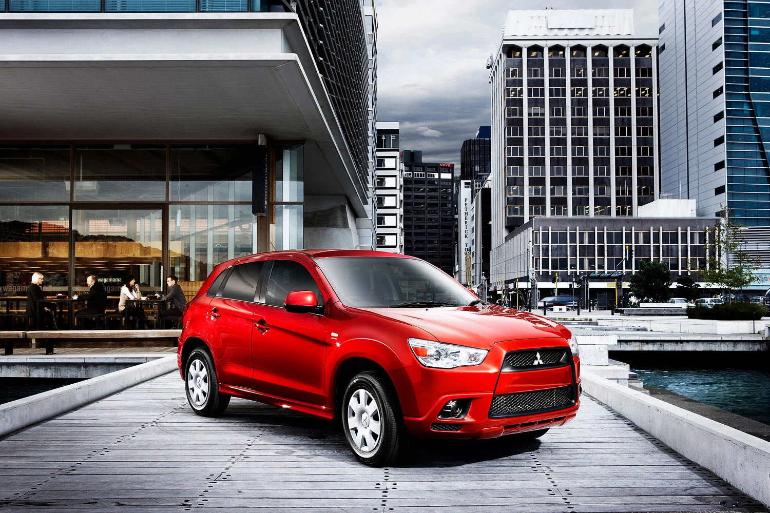 Red Mitsubishi ASX on Wellington waterfront