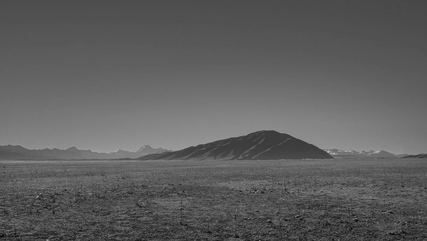 Black and white photo of a lonely hill in Halden Arm