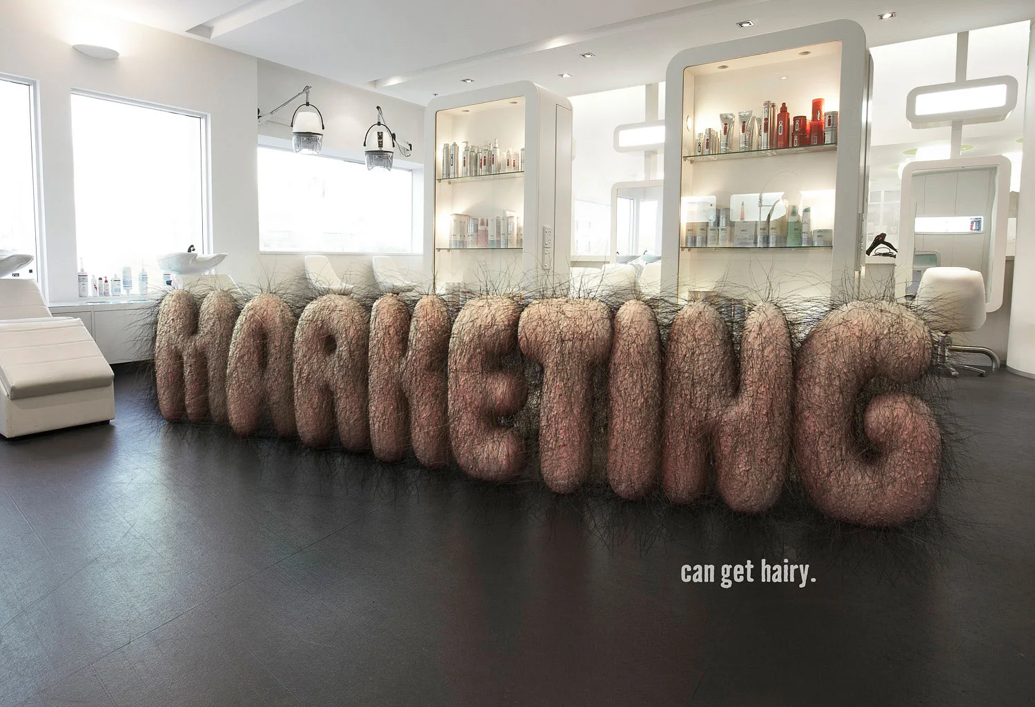 Conceptual image with CGI lettering for the word marketing