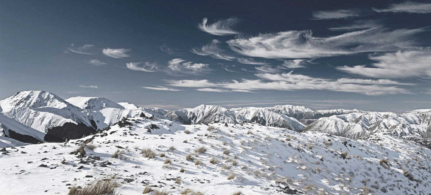 Unique clouds over snow-covered Mt Cheeseman