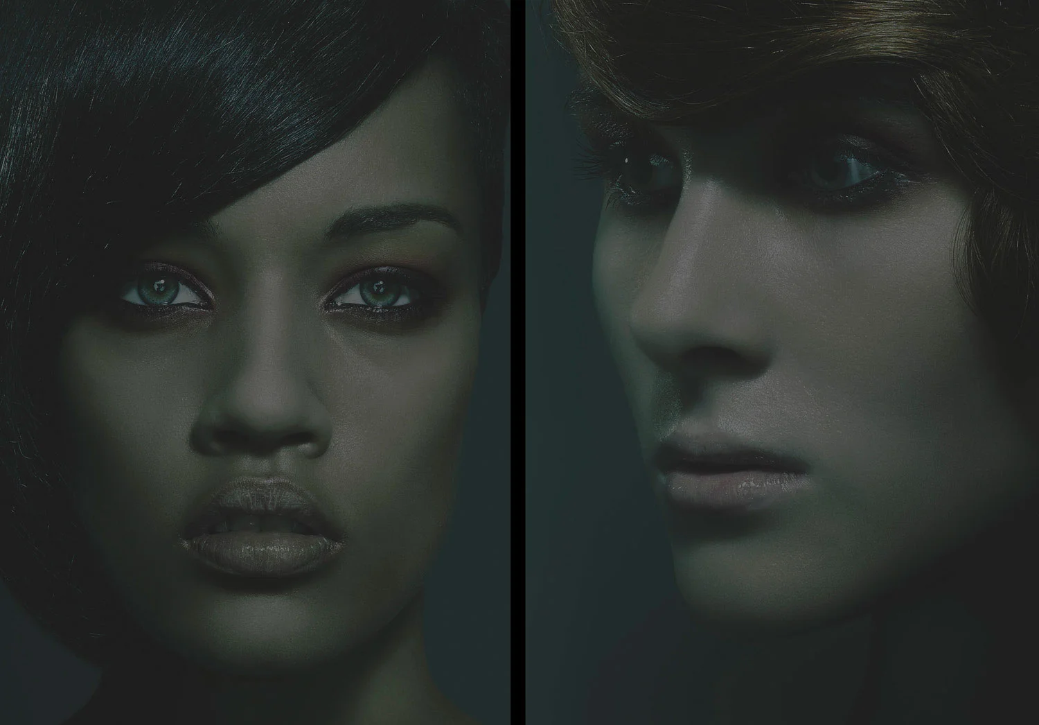 Low key portraits of female models