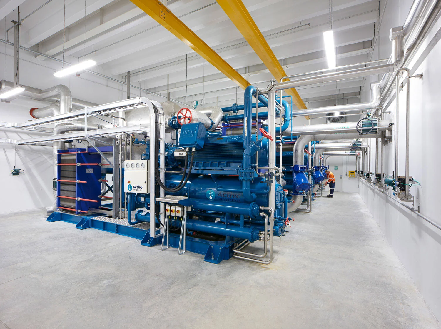 Refrigeration plant inside industrial factory