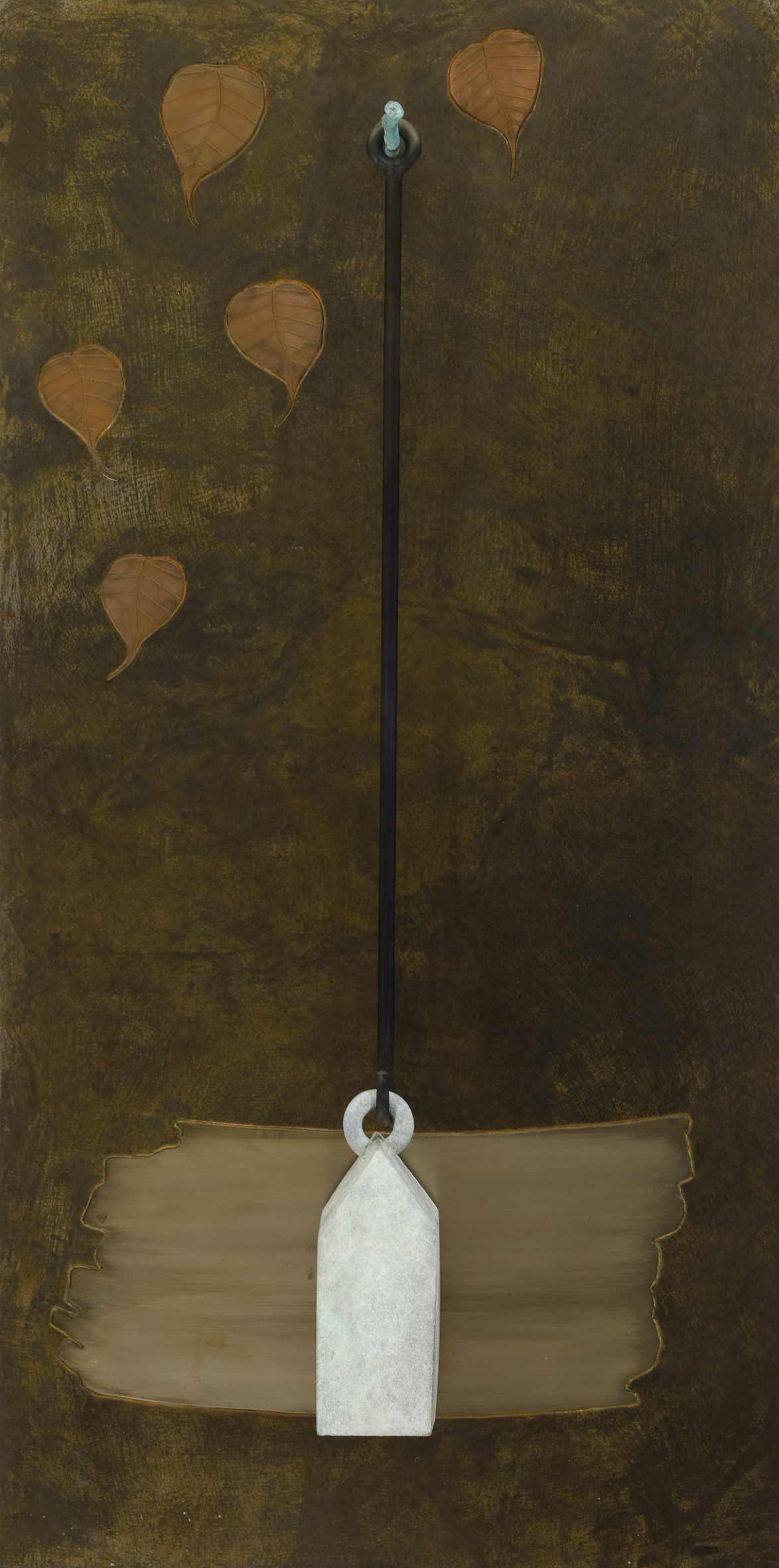 Fool's House 36"h x 18"w x 7"d bronze, steel, light