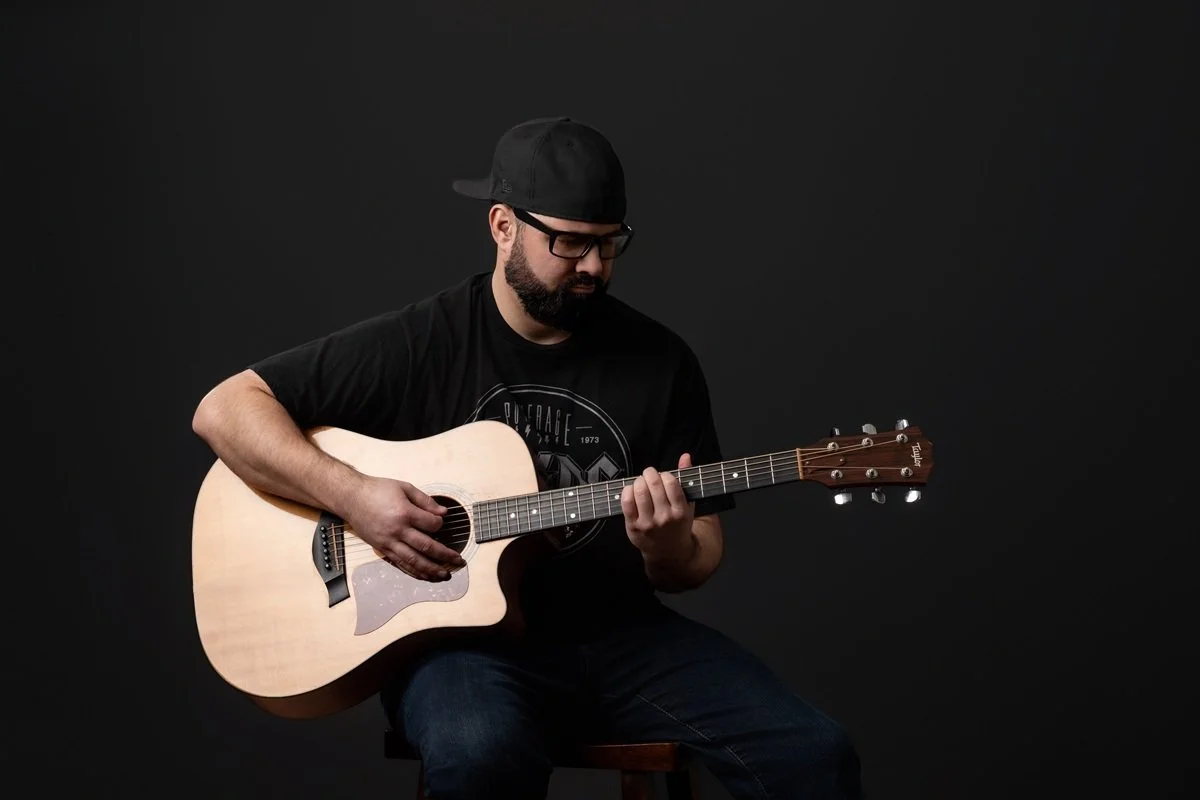 branding photo shoot for musician with guitar