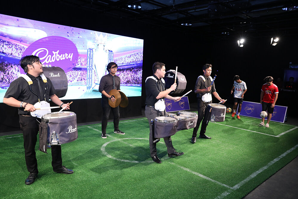 Percussion band and football freestylers performed and created a lively football atmosphere.jpg