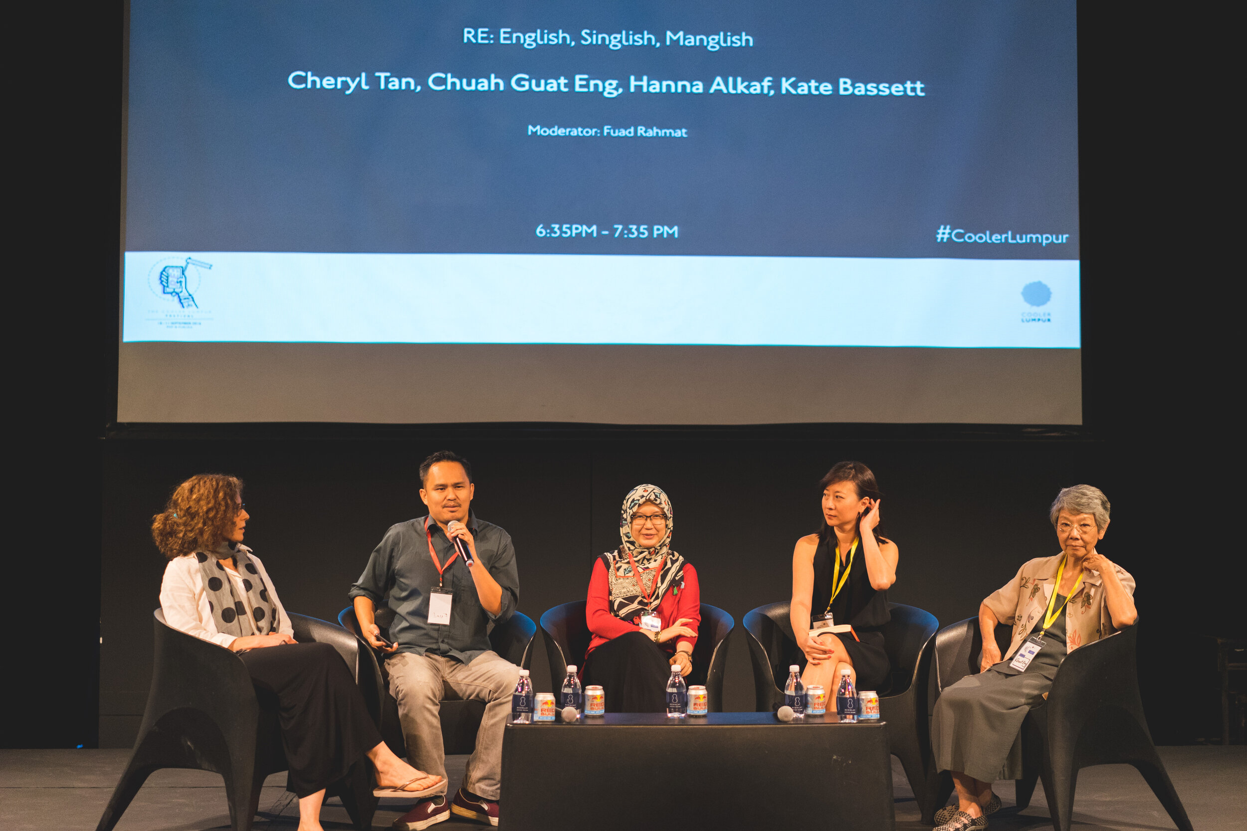 Kate Bassett, renowned British theatre critic and NY-based author Cheryl Lu-Lien Tan (US) sharing their thoughts during their panel session with Malaysian speakers speakers Hanna Alkaf, Chuah Guat Eng, and Fuad Rahmat.jpg